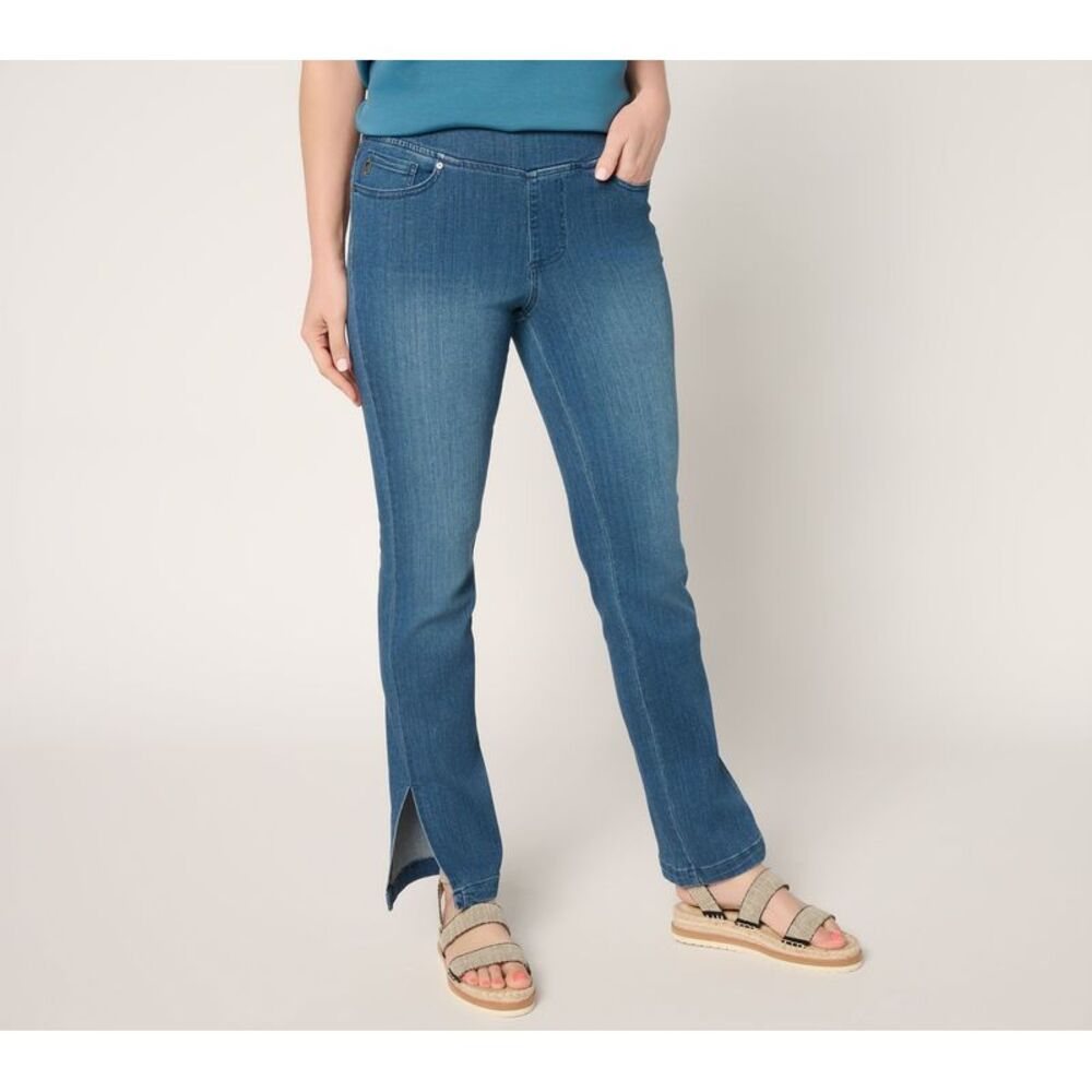 Belle by Kim Gravel Women's Pants Sz 10 Tall Primabelle Denim Vented Blue